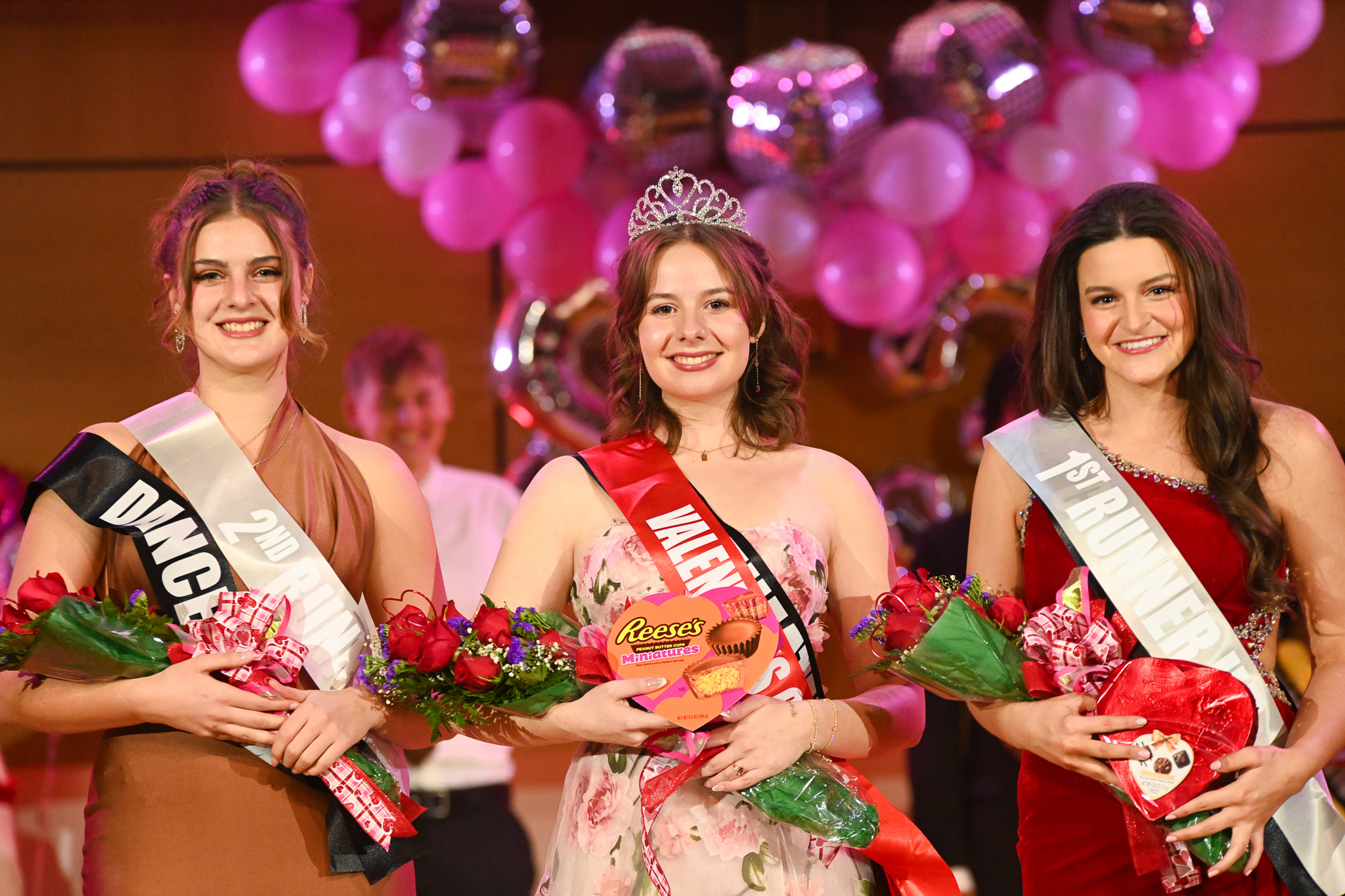 2026 Valentine Pageant Queen Alyssa Walker (middle), Chloe Wesley, 1st runner-up (right), Joslin Bernard 2nd runner-up (left).