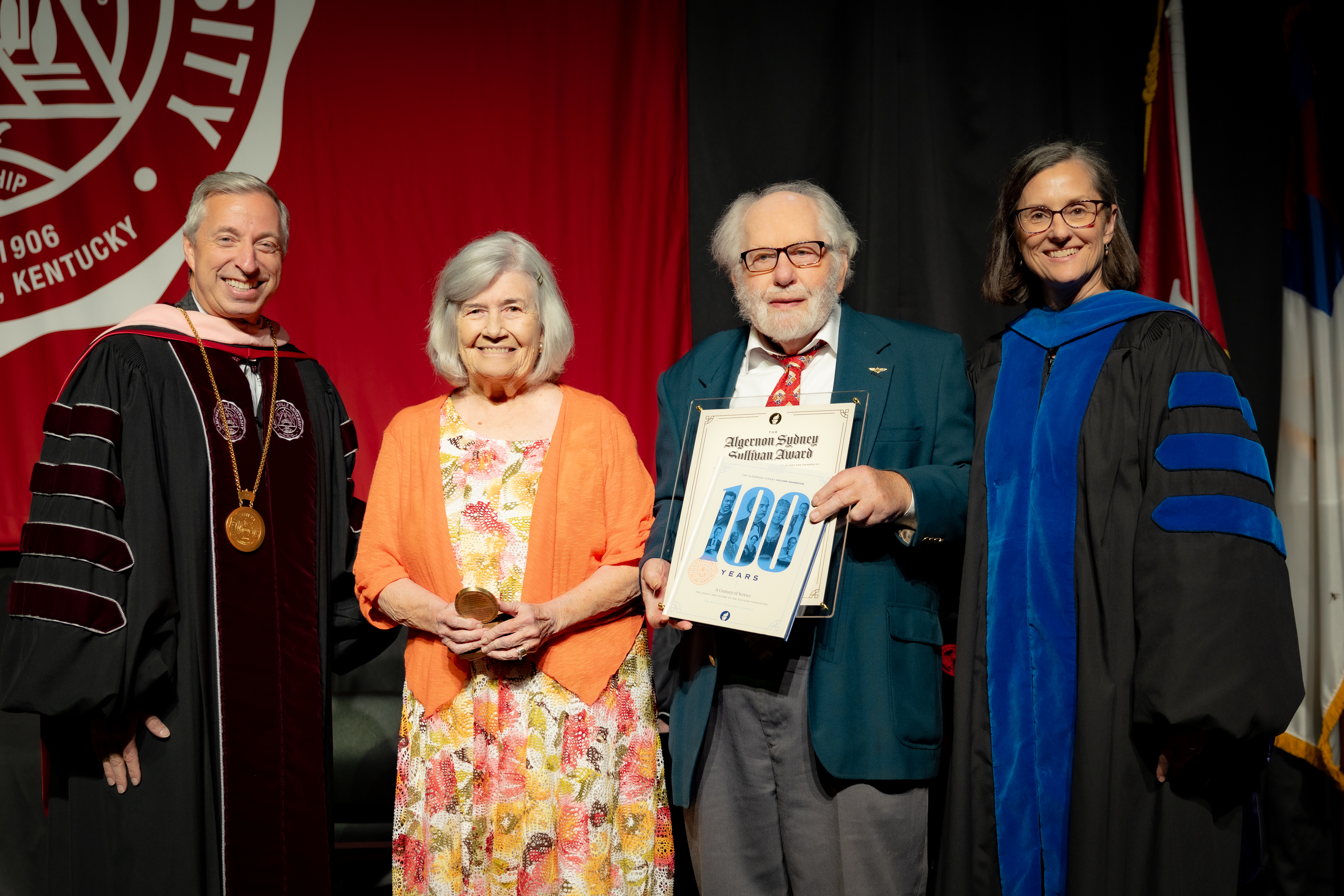 CU Alum Dan and Ginny Flanagan (Class of ’65) received the Algernon Sydney Sullivan Award from CU President Joseph Hopkins (left) and Provost Jeanette Parker (right) CU Alum Dan and Ginny Flanagan (Class of ’65) received the Algernon Sydney Sullivan Award from CU President Joseph Hopkins (left) and Provost Jeanette Parker (right)